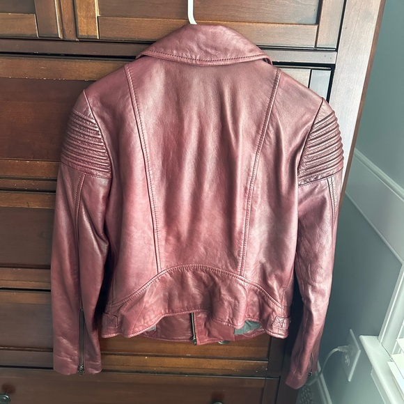 Trouve Leather Moto Jacket in wine color size small - Picture 7 of 10